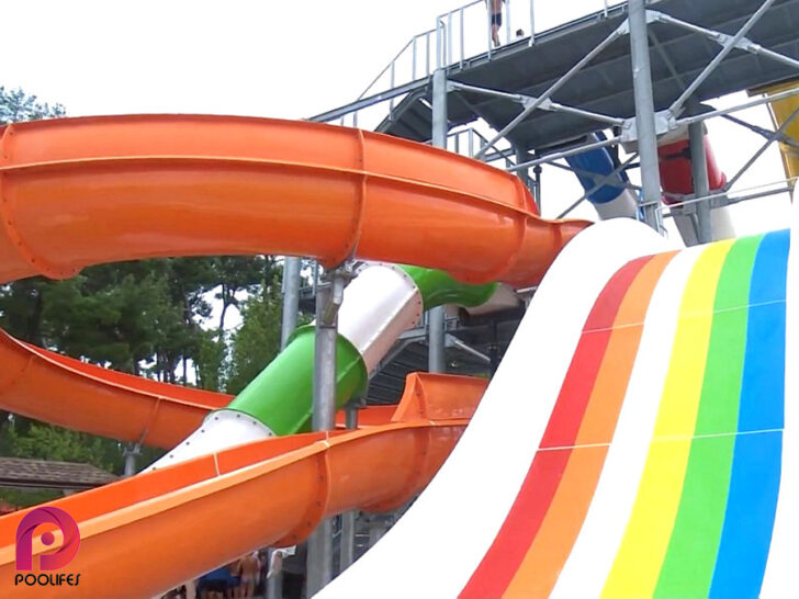 Rainbow Slide, Triple Water Slide, Pool Slide, Pool Side Slide